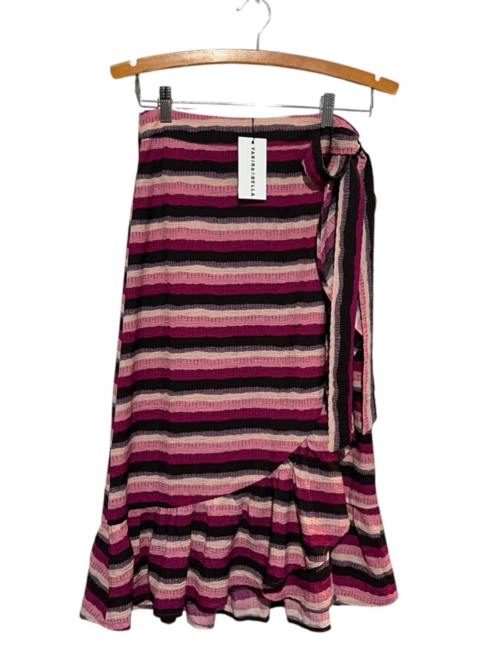 Yakira Bella Emerson Striped Wrap Skirt Women's Medium NWT